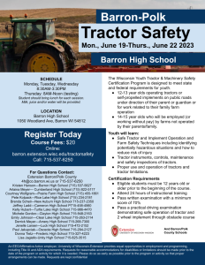 2023 Tractor Safety June 19-22 Registration Open