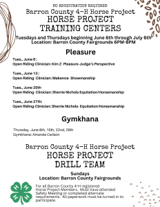 Horse Project Training Center Calender