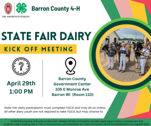 Dairy State Fair Kick-Off Meeting (Updated Date & Time!)