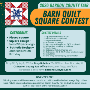 Barron County Fair Barn Quilt Square Contest