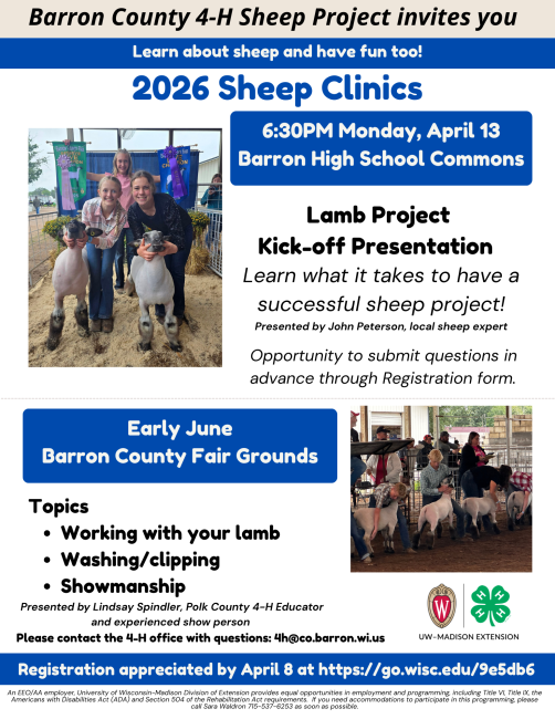 2026 Barron County 4-H Sheep Clinics
