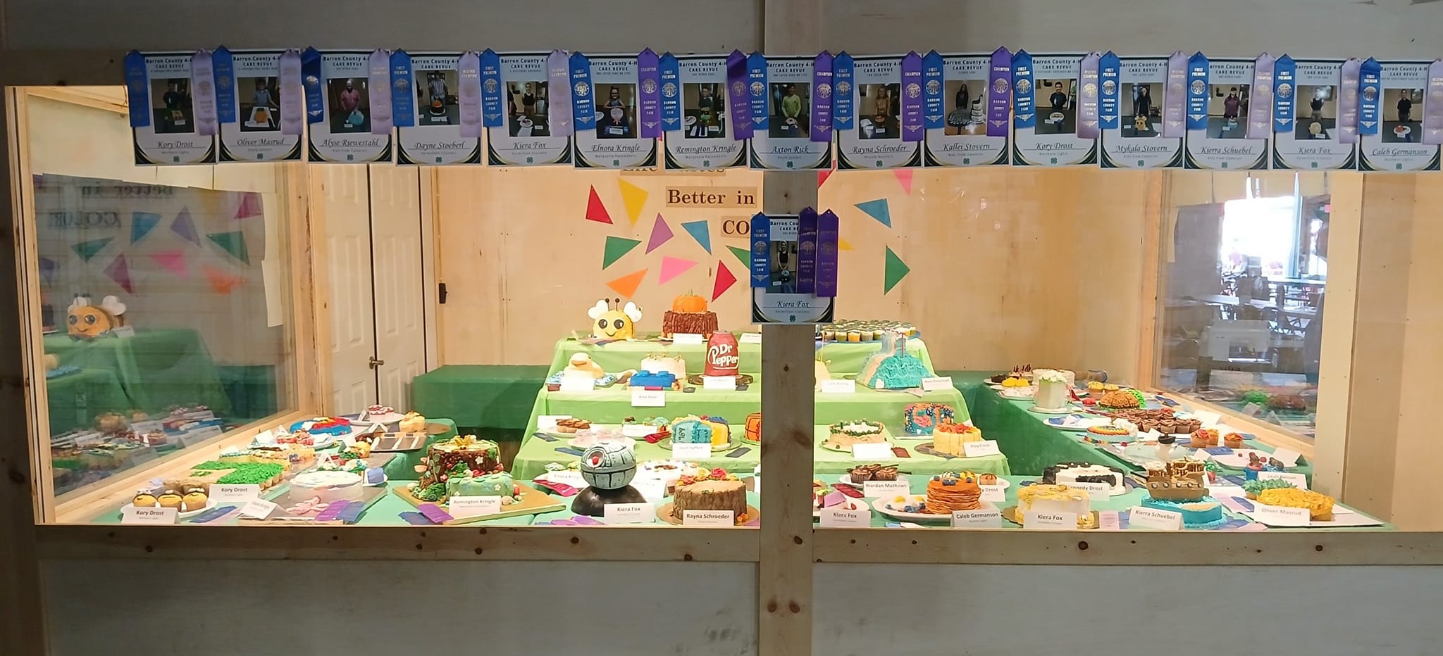 a display of cakes at the fair