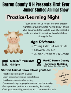Junior Stuffed Animal Show Practice Night & Fair Show