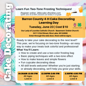 Cake Decorating Class – June 23 (pre registration required)