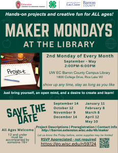 Maker Mondays – 2nd Monday
